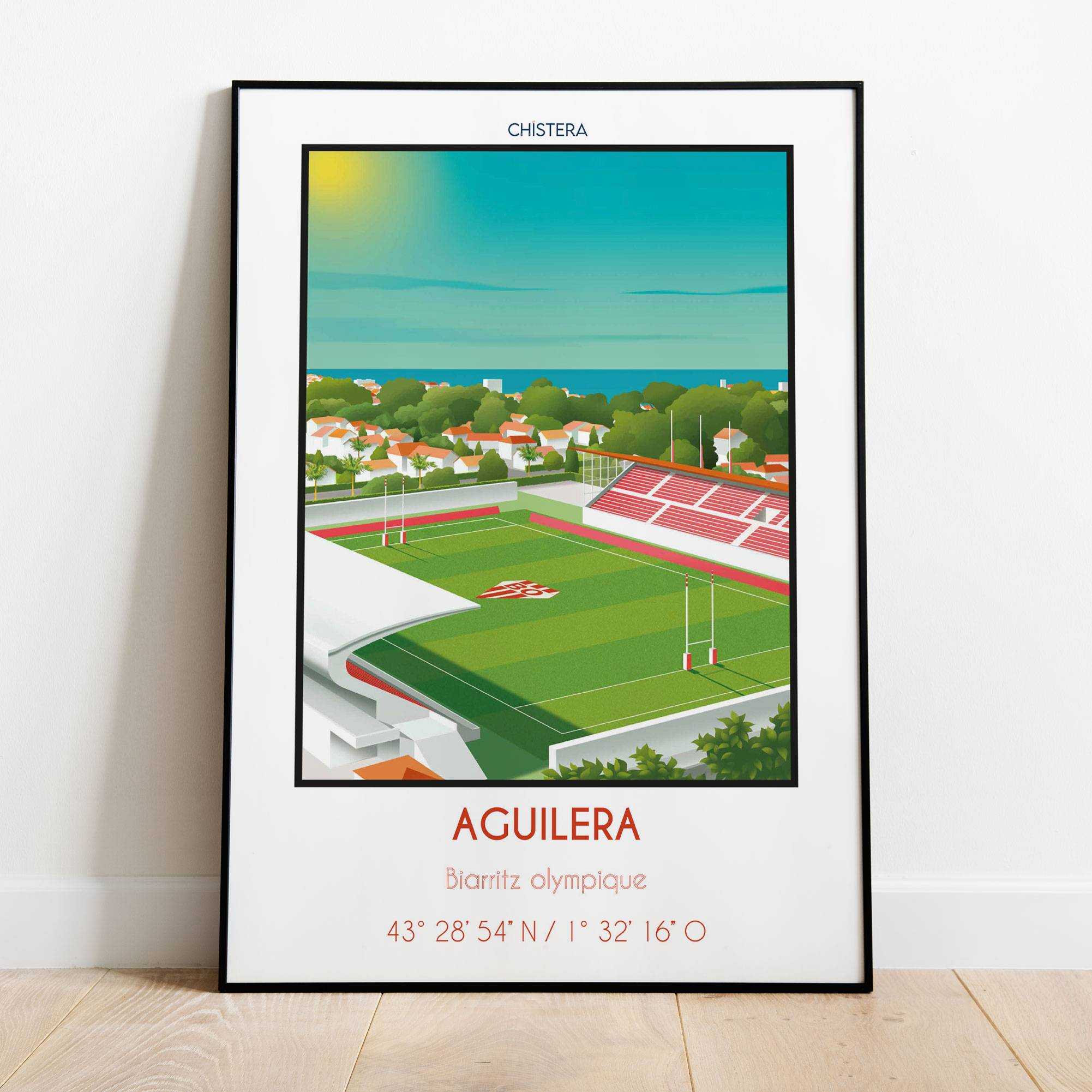 Affiche Deco Rugby Stade Aguilera Biarritz Chistera Boutique Rugbyamateur Fr