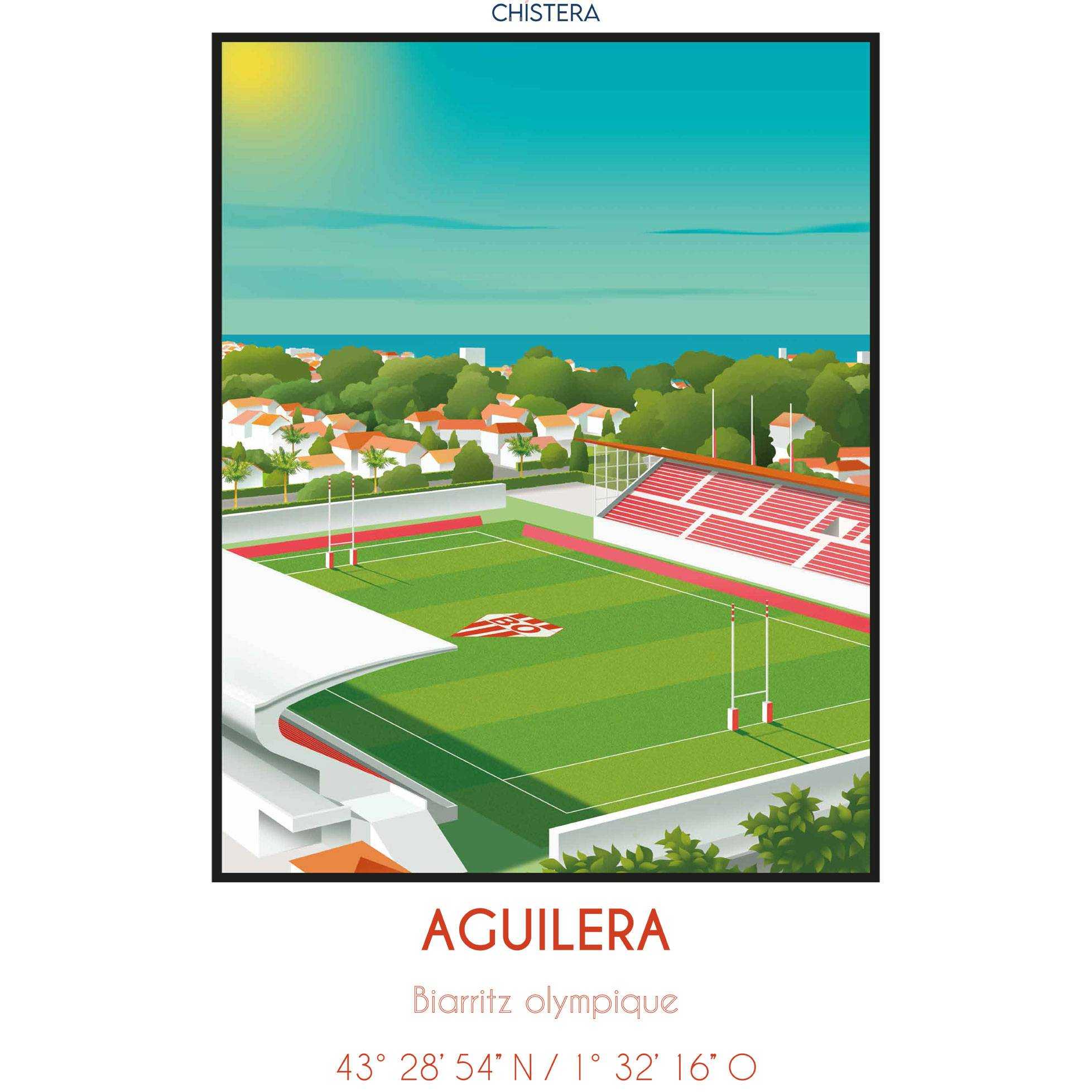 Affiche Deco Rugby Stade Aguilera Biarritz Chistera Boutique Rugbyamateur Fr